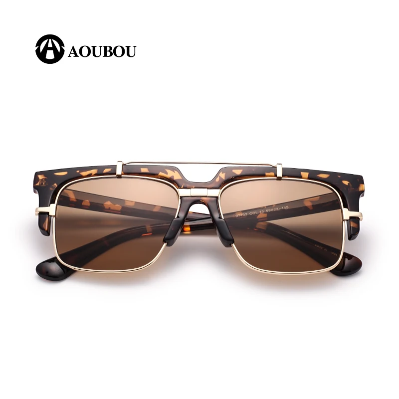 Мужские квадратные солнцезащитные очки AOUBOU Винтажные Солнцезащитные с линзами