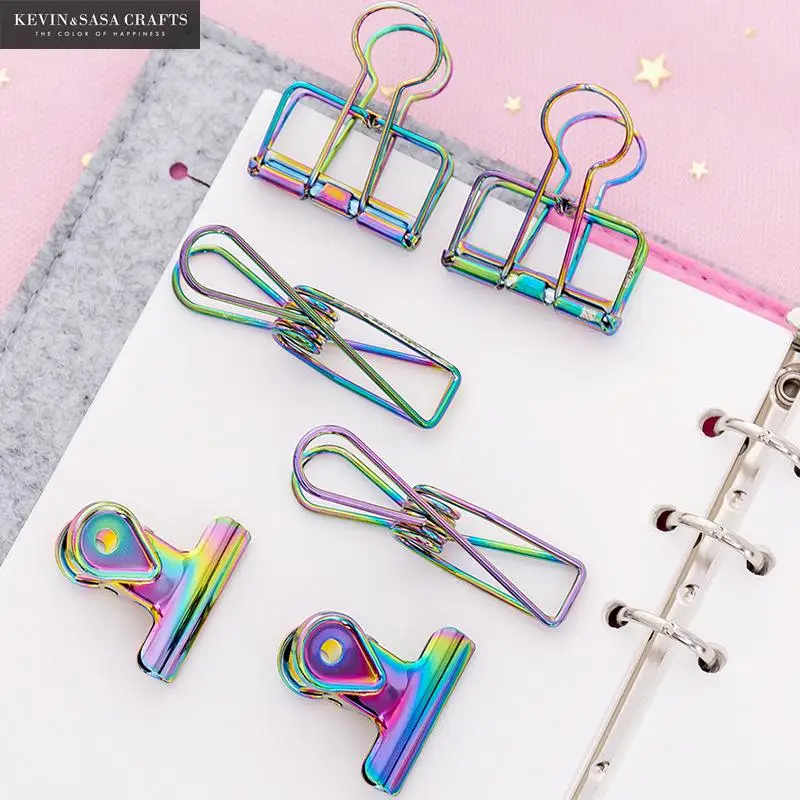 Новые переливающиеся лазерные скрепки, Качественный держатель для фото, офисные аксессуары, милый подарок, аксессуары, скрепки, школьные поставщики