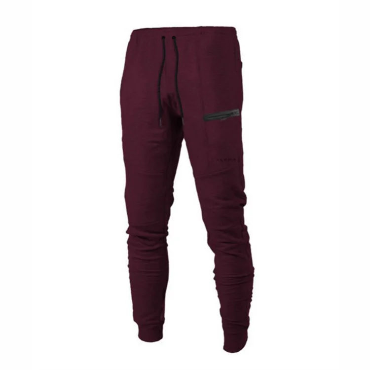 Style 1 Burgundy Спортивные штаны, эластичные штаны для фитнеса, хлопковые мужские штаны для фитнеса, бега, инженеры для тела, для бега, для улицы, слаксы, тренировочные штаны, спортивные штаны - Цвет: Style 1 Burgundy