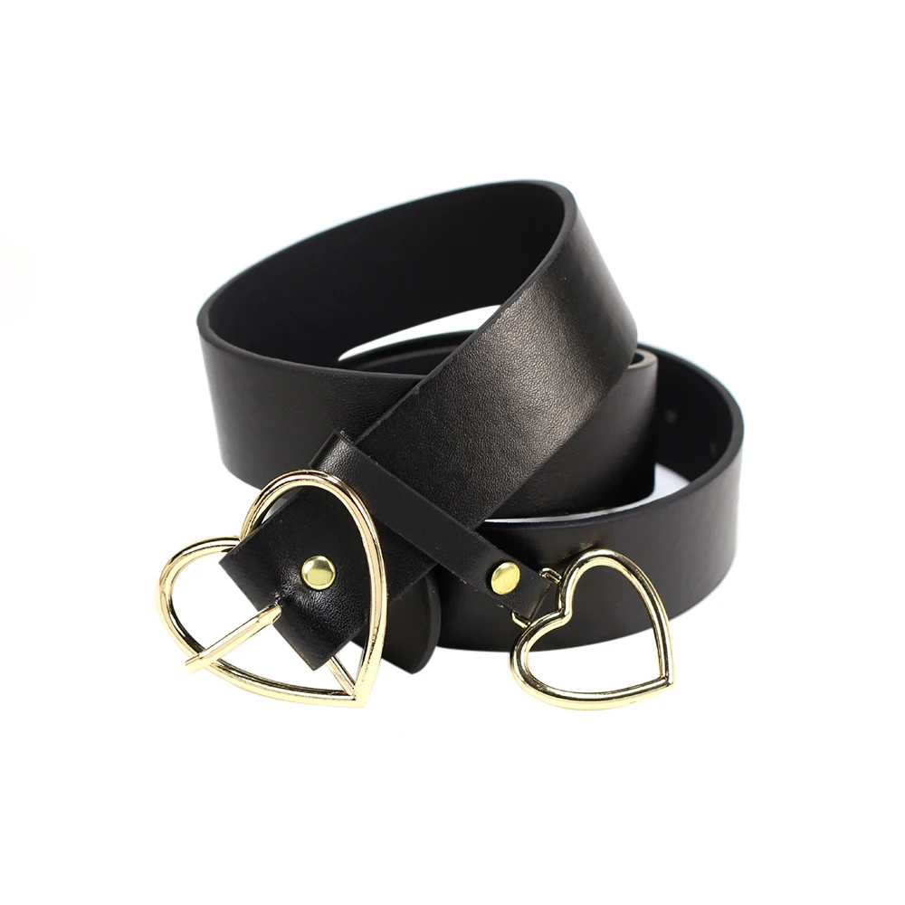 

Waist Belt Women Belt PU Leather Metal Heart Pin Buckle Party Dress Decoration Female Waistband Belts Elegant 105CM Black Casual