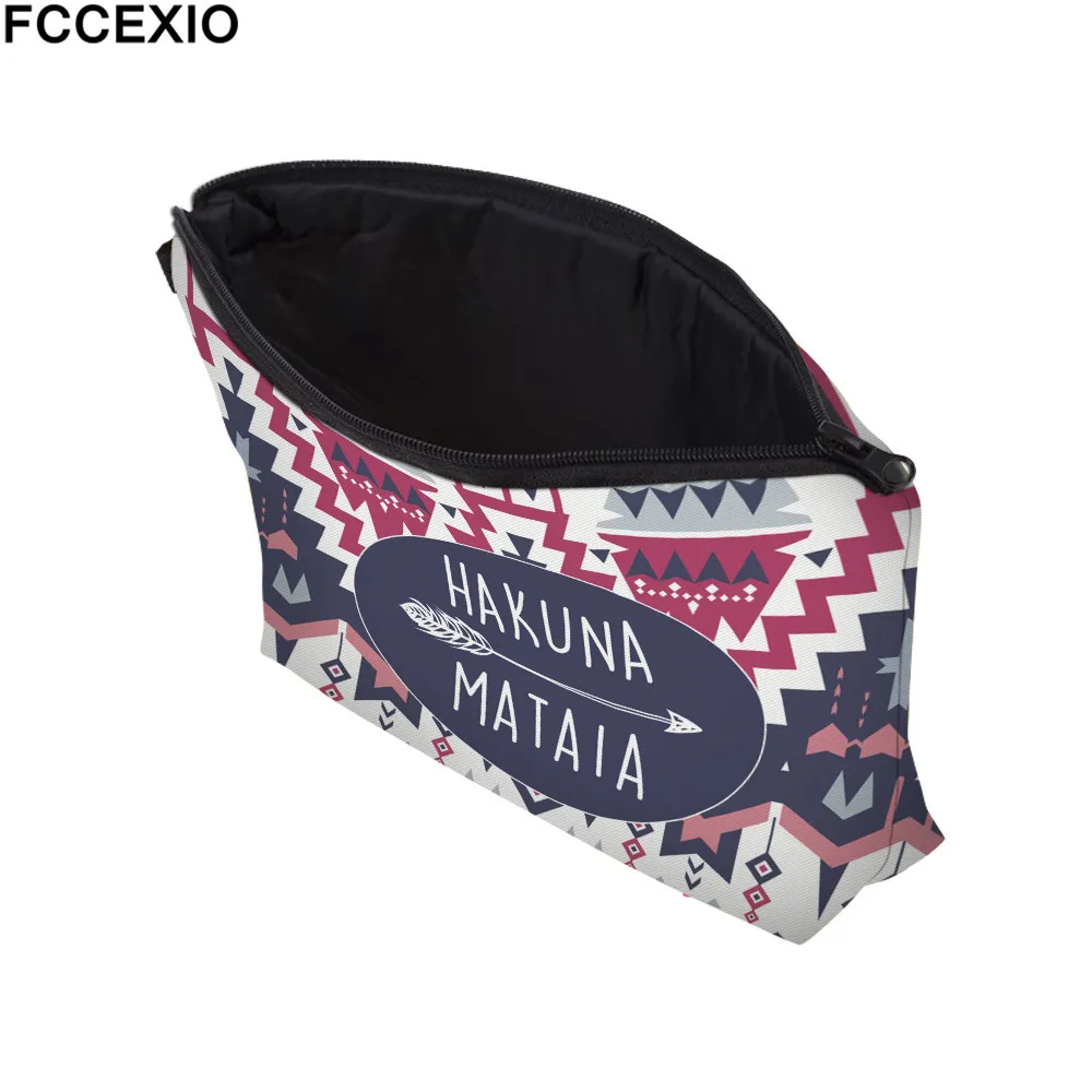 FCCEXIO, новинка, сумки для макияжа, 4 цвета, Hakuna Matata, с узором, модные косметички, сумки для путешествий, дамские сумки, женские косметички