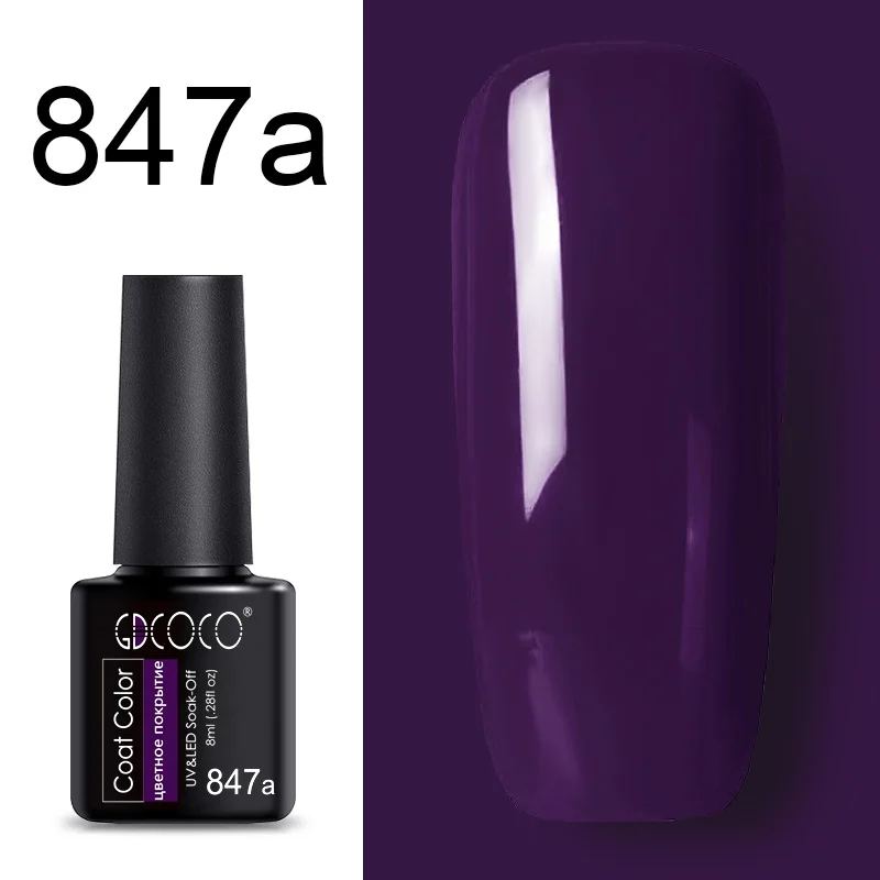 847a 86102 GDCOCO Новое поступление лучший лак гель года Soak Off светодио дный LED гель лаки для ногтей база пальто не протирать Топ Цвет гель лак Ногтей гель - Цвет: 847a