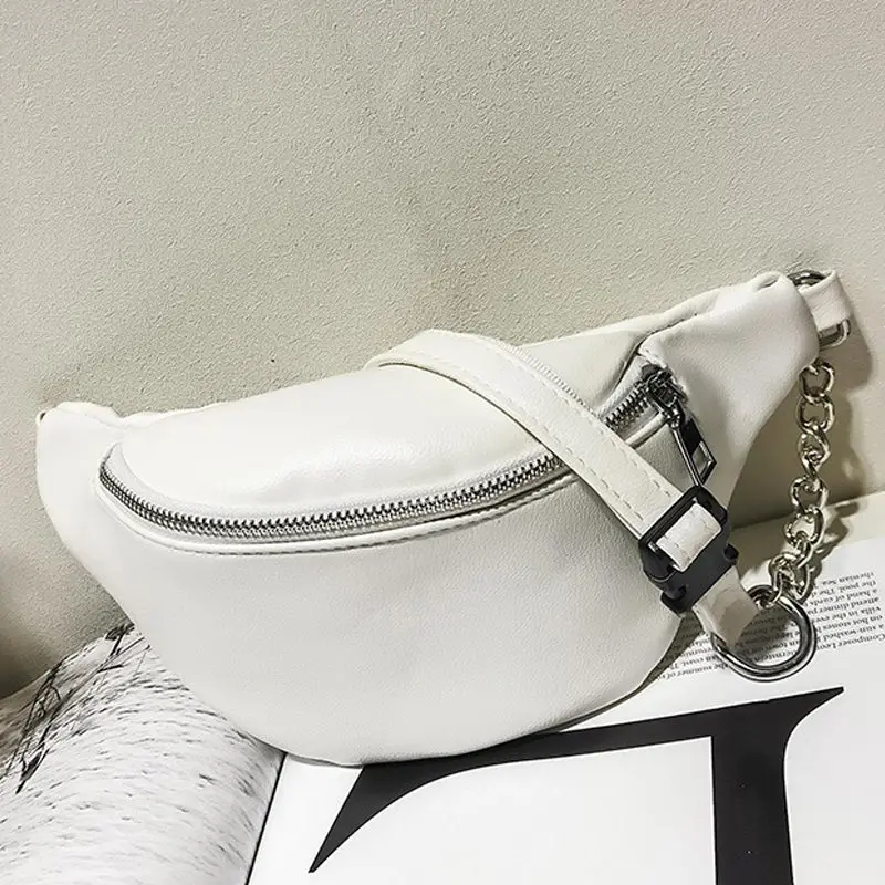 white waist bag 1 шт. поясные сумки для женщин Мода PU поясная сумка для телефона чехол для ключей сумка для груди маленький кошелек Белый Черный поясные сумки - Цвет: white waist bag