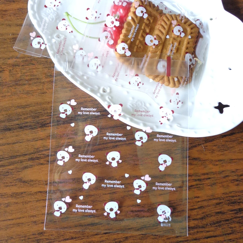 100pcs Cute Bear Transparent Plastic Cookies Baking Christmas Gift Packaging Bags Wedding Biscuits Cake Candy bag | Дом и сад