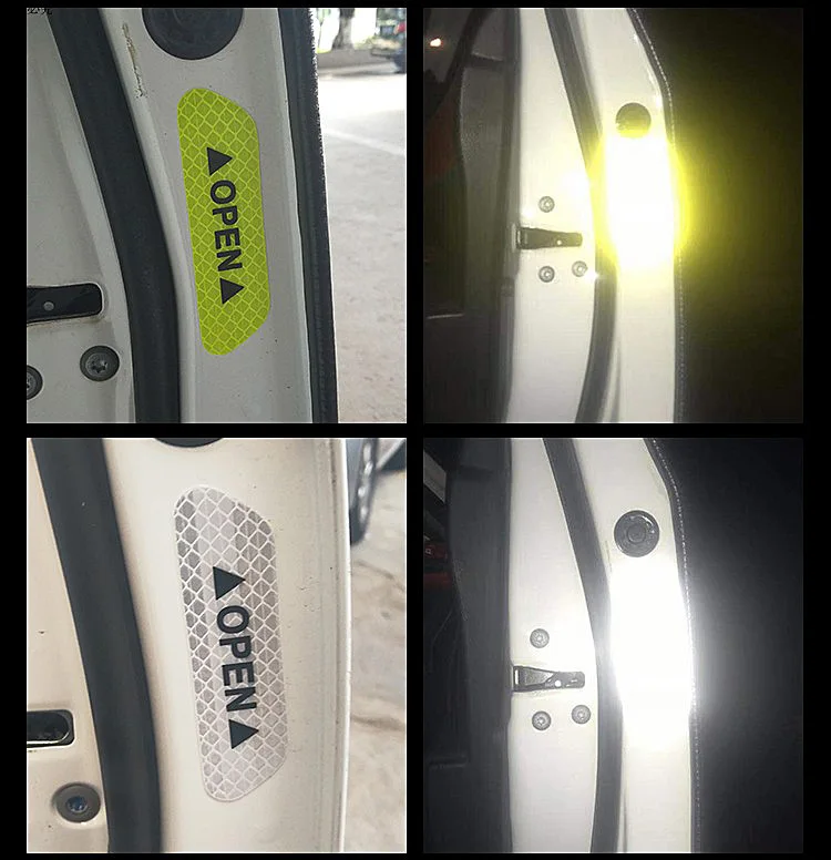 

50 set (4pcs/set) Nighttime Reflective Safety Warning Stickers Car Door OPEN Warning Reflective Stickers