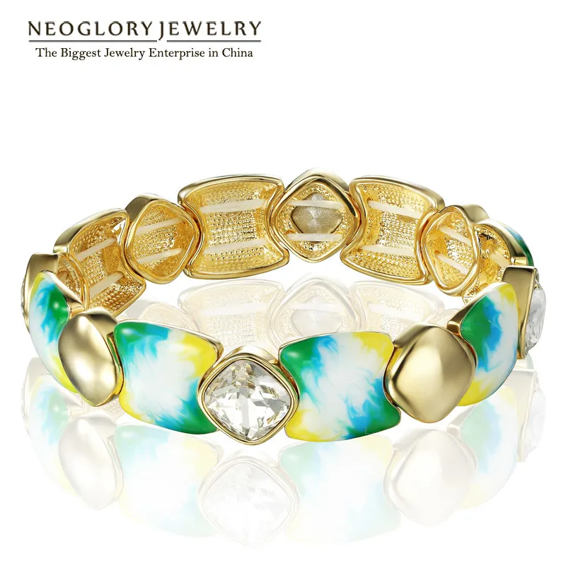 Neoglory хрустальный светильник цвет желтое золото лак модные браслеты и для женщин