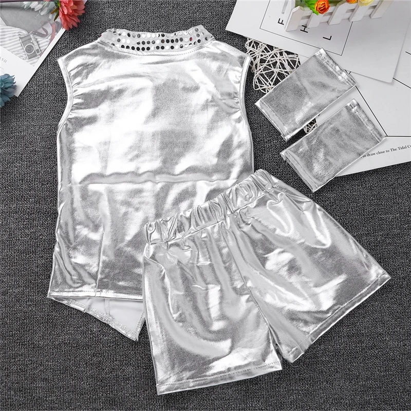 Детский костюм для джазовых танцев унисекс мальчиков и девочек Блестящий