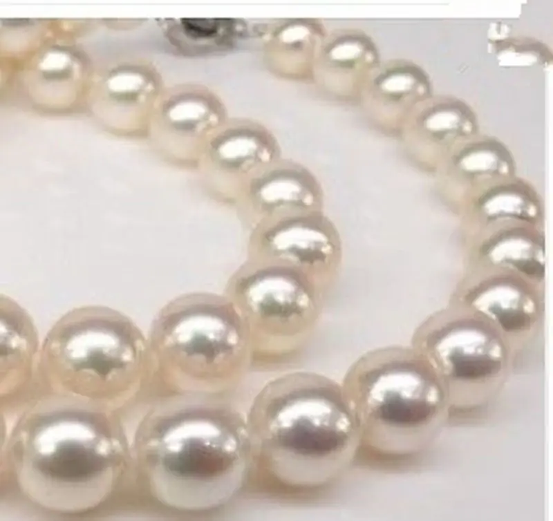 

free shipping Genuine AAA 8mm WHITE south sea AKOYA SHELL PEARL NECKLACE 18"