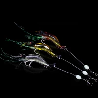 3pcslot luminous artificial shrimp lures 3 colors 9cm 6g soft lure silicon bait long stainless steel wire barrel swivel b268