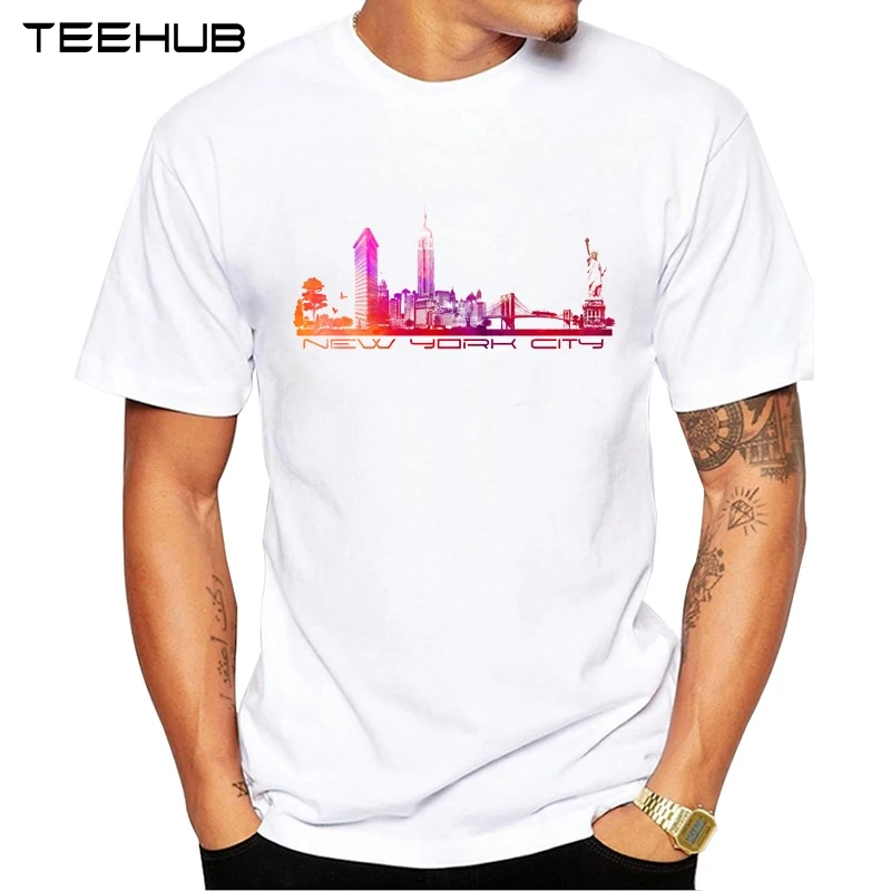 2019 модная мужская футболка TEEHUB с принтом Нью Йорка и коротким рукавом