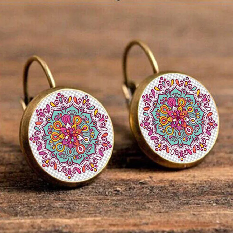 Новое поступление индийские серьги Мандала символ ом буддизм дзен ретро модные