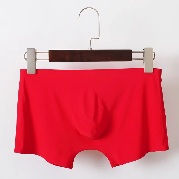 Сексуальное мужское нижнее белье бесшовные боксеры однотонные тонкие ледяные