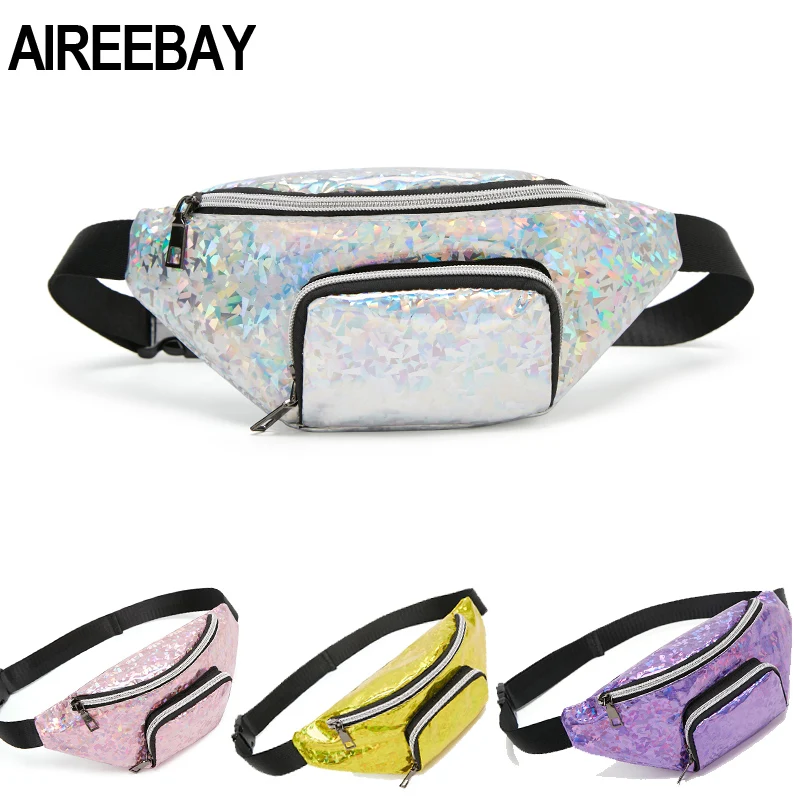 AIREEBAY голограмма PU кожаная поясная сумка нагрудная для женщин на молнии
