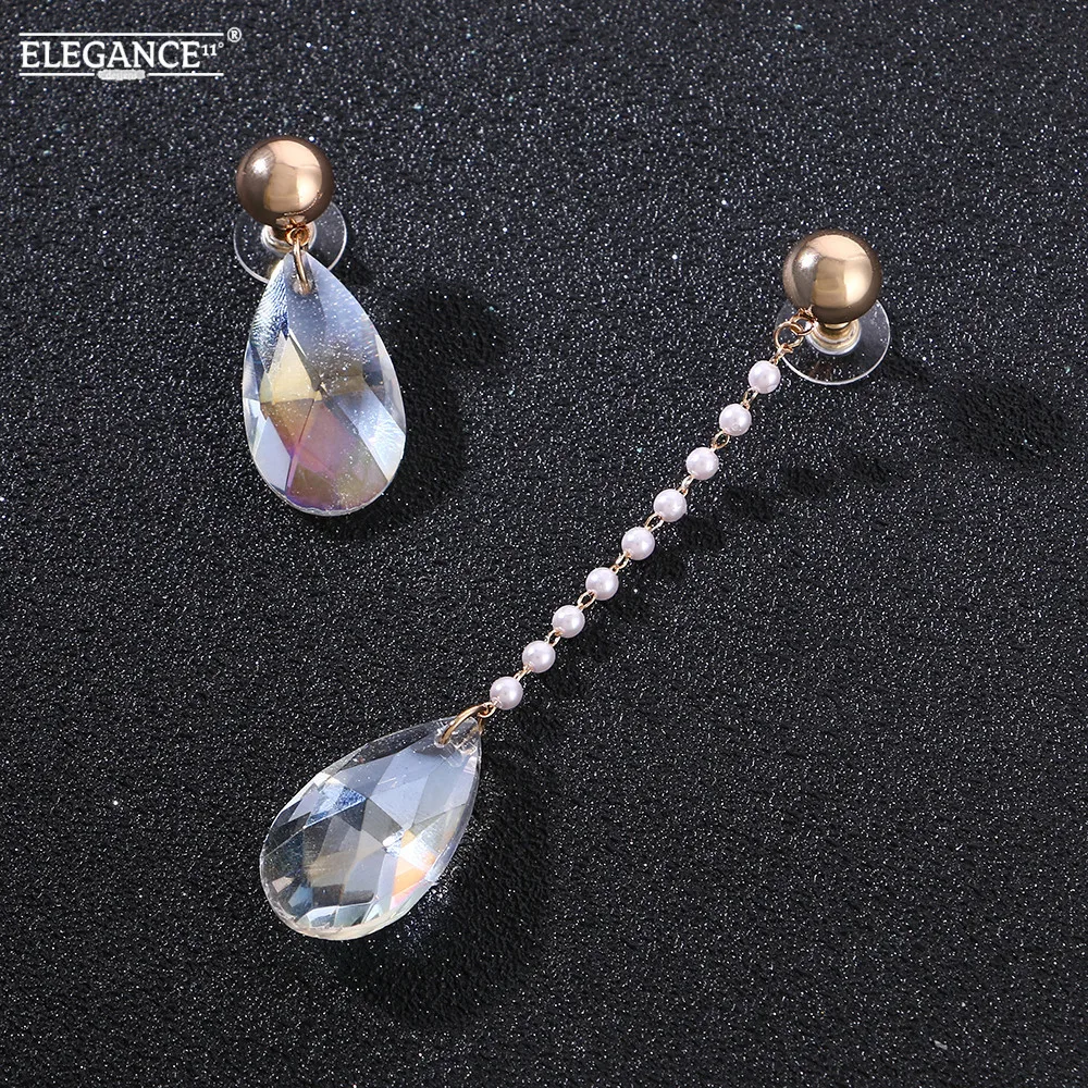Женские серьги-подвески ELEGANCE11 прозрачные длинные серьги с кристаллами для