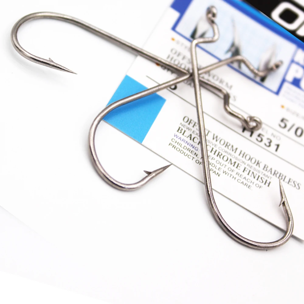 MIPIKE 1 pack B-11 Offset Worm Hook Fishing Hook  9 Sizes  5/0#-6#  Crank Worm Sharp Hook Fishhook Strength hook