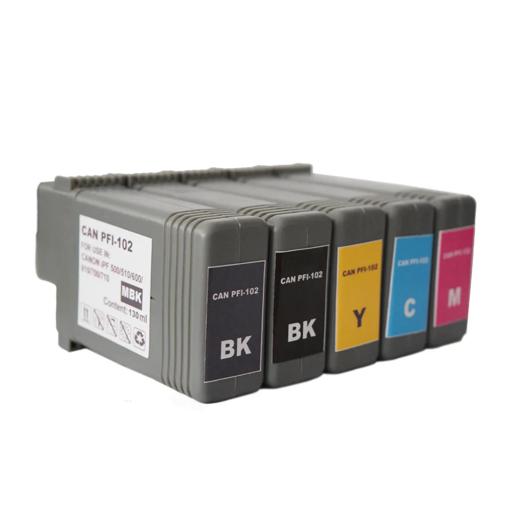 6PK Compatible PFI-102 ink cartridge IPF 510 iPF610 iPF605 iPF710 iPF720 iPF500 iPF700 iPF600 iPF655 iPF650 iPF755 iPF750 inks