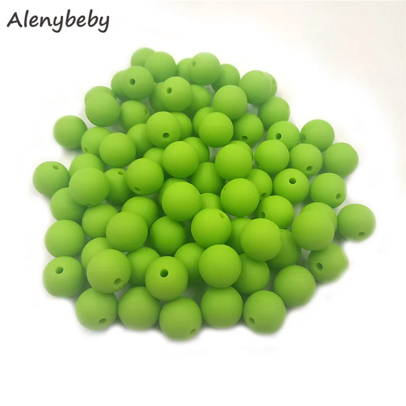 Chartreuse 100 шт., для пищевых продуктов круглые силиконовые бусы 15 мм детский аксессуар для прорезывания зубов игрушка DIY соска цепи уход детский прорезыватель BPA бесплатно - Цвет: Chartreuse