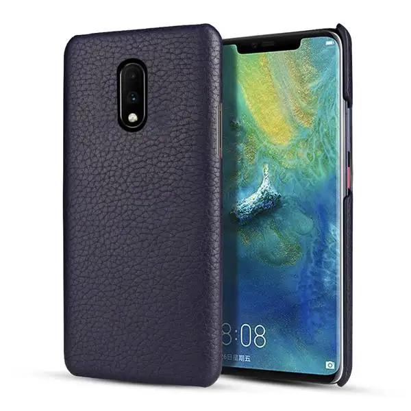 Для Oneplus 7 Pro Чехол с узором Личи из натуральной кожи чехол для Oneplus 6T Роскошный чехол из натуральной кожи для One plus 7 - Цвет: Black