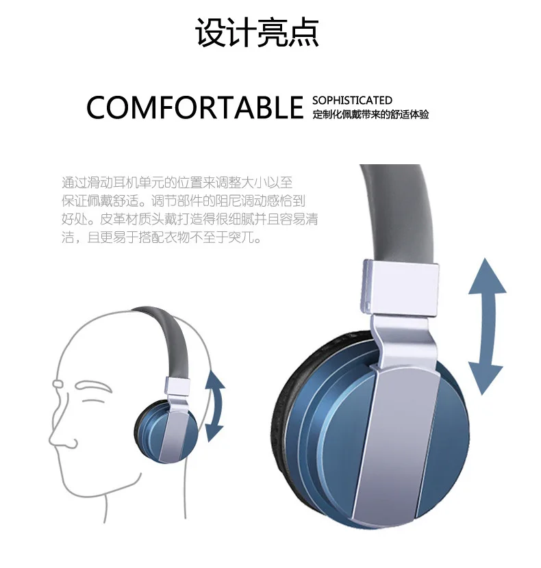 Kappice Bluetooth беспроводные наушники Складная гарнитура с басами и встроенным микрофоном для смартфона