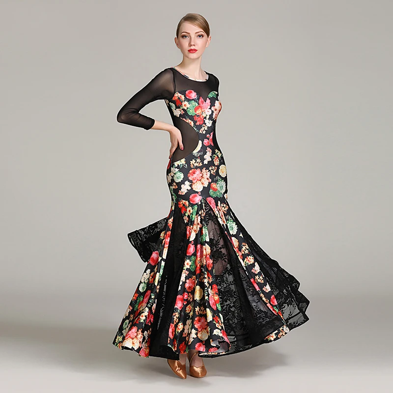 Женское платье с длинным рукавом для бальных танцев | Тематическая одежда и