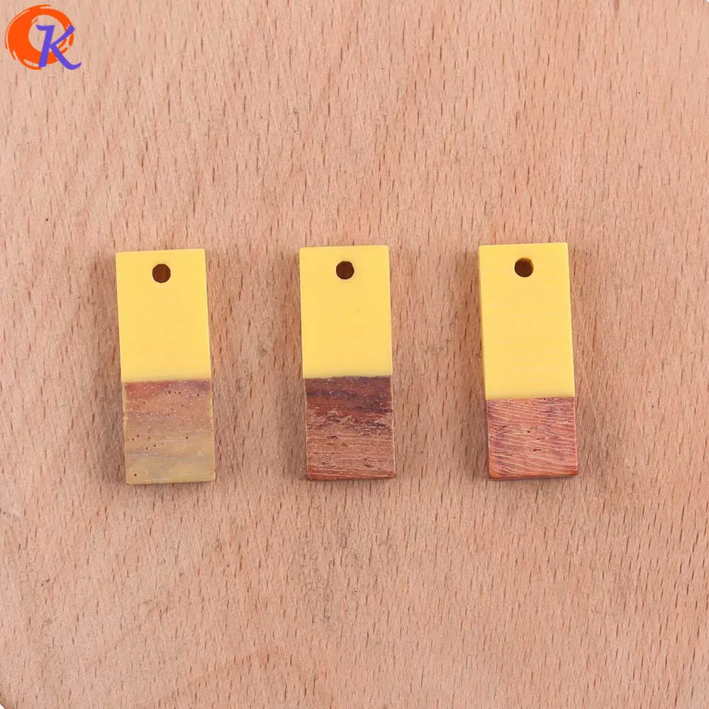 Solid Yellow Сердечный Дизайн 50 шт 9*23 мм аксессуары для ювелирных изделий/изготовление сережек/квадратная форма/натуральное дерево и смола/ручная работа/фурнитура для сережек - Цвет: Solid Yellow