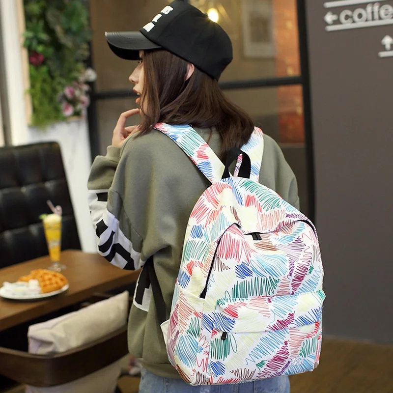 С модным принтом Для женщин рюкзак оставляет линия граффити Дизайн Обувь для