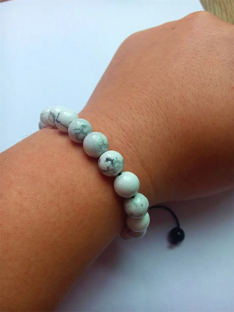 Модная бижутерия веревка ручной работы высокого качества Белый Howlite 10 мм браслет