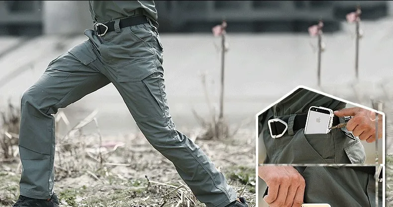 Спорт на открытом воздухе водонепроницаемые походные брюки мужские военные тактические дышащие быстросохнущие походные брюки нейлоновые брюки с несколькими карманами