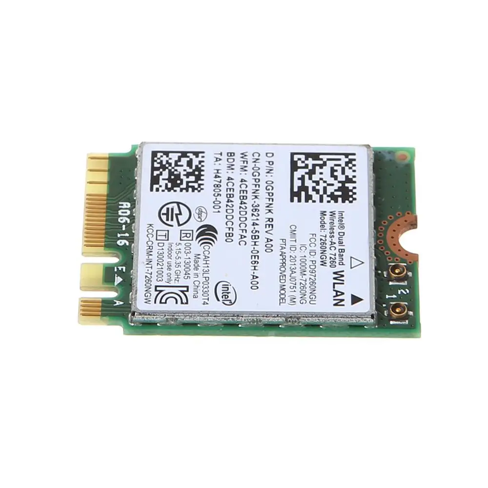 Dell Intel Двухдиапазонная Беспроводная AC 7260 7260NGW NGFF M.2 Bluetooth WiFi сетевая карта|Сетевые