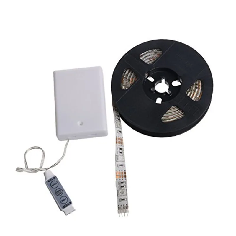 SMD5050 RGB водонепроницаемая гибкая светодиодная лента wtih батарейный блок мини 3