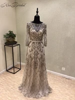 stunning beautiful 2018 evening dress long full beading tulle party gowns for women half sleeve robe de soiree