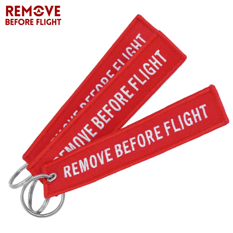 

Remove Before Flight Keychain Aviation Gift Car Key Chain Key Tag Label Red Embroidery Key Fobs OEM Keychain Jewelry 3 Pcs/Lot