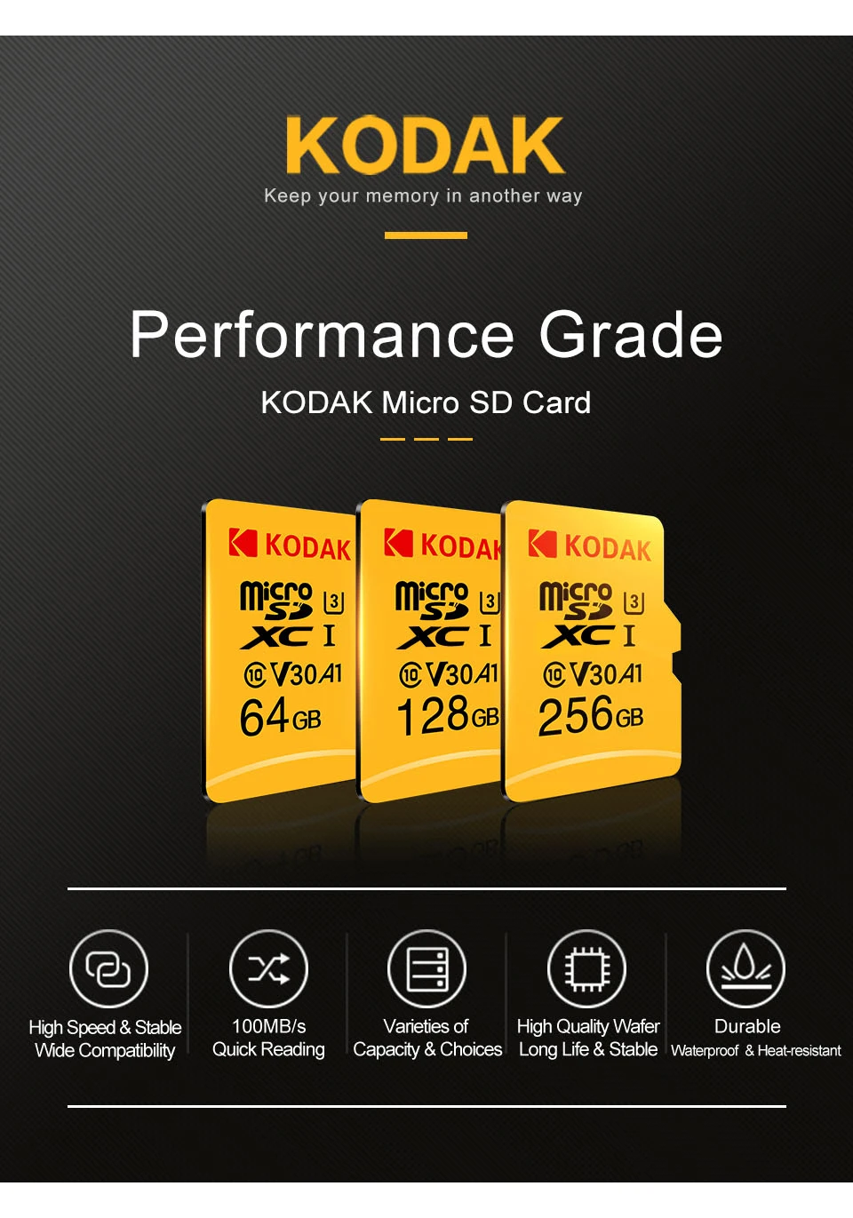 Kodak микро сд microsdxc 16ГБ 32ГБ 64ГБ 128ГБ сд карта U3 флеш TF карта памяти флешка на камера смартфон микро планшет видеорегистратор автомобильный карта памяти для телефона скидки распродажа горящие товары