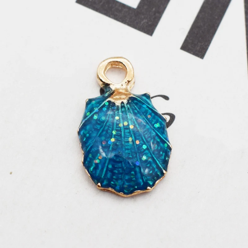 Shell Blue 10 шт., сплав, звезда, ракушка, подвеска, орнамент, женские серьги, ожерелья, ювелирные изделия, материал, сделай сам, ручная работа, одежда, украшения, принадлежности - Цвет: Shell Blue