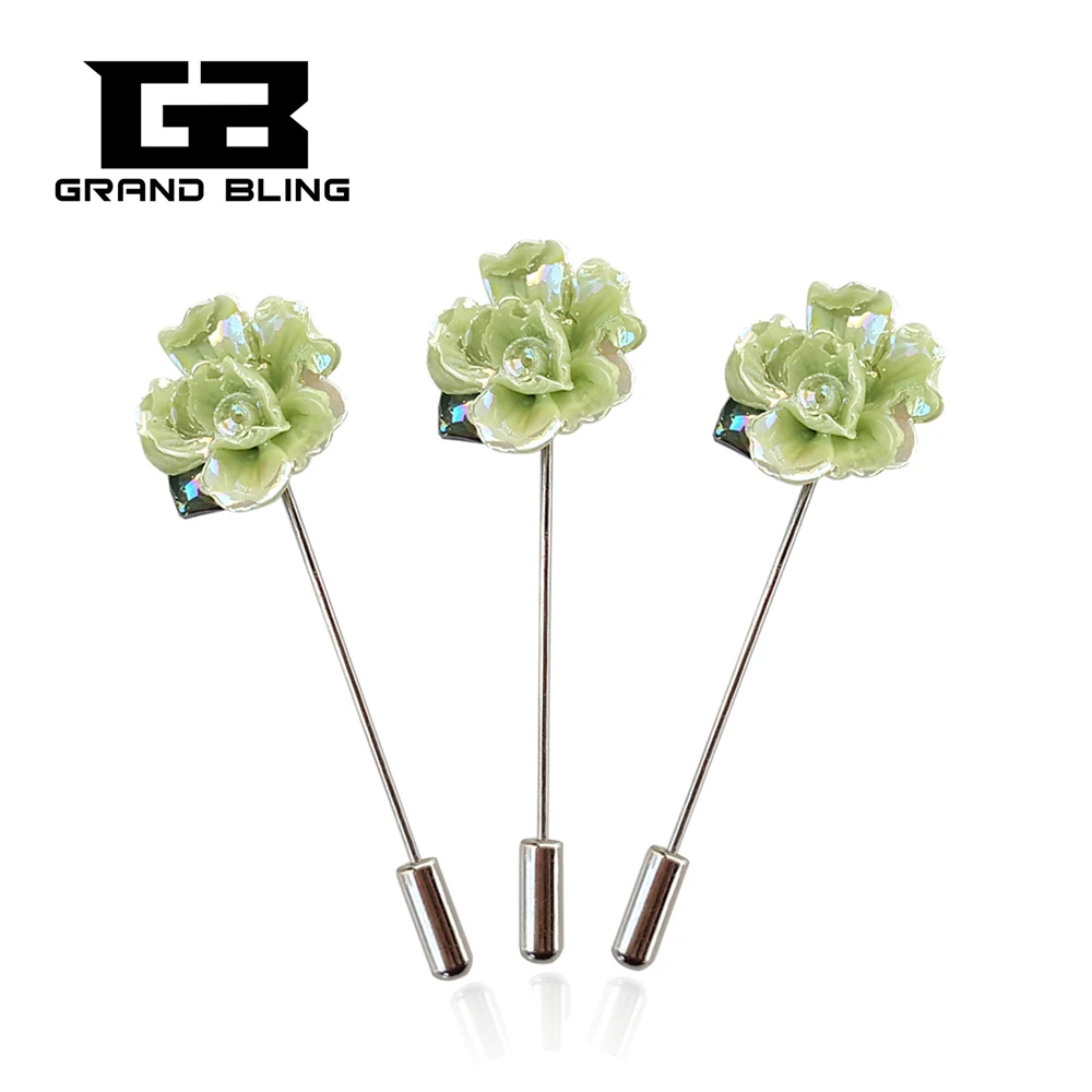 

HOT! Fancy Design of Green Ceramics Flower Lapel Pins New Fashion Hijab Pins Muslim
