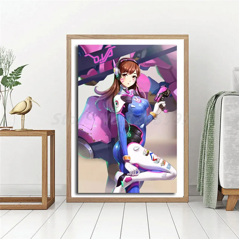 D.Va HD Overwatchs обои настенные художественные холст постер и печать Картина