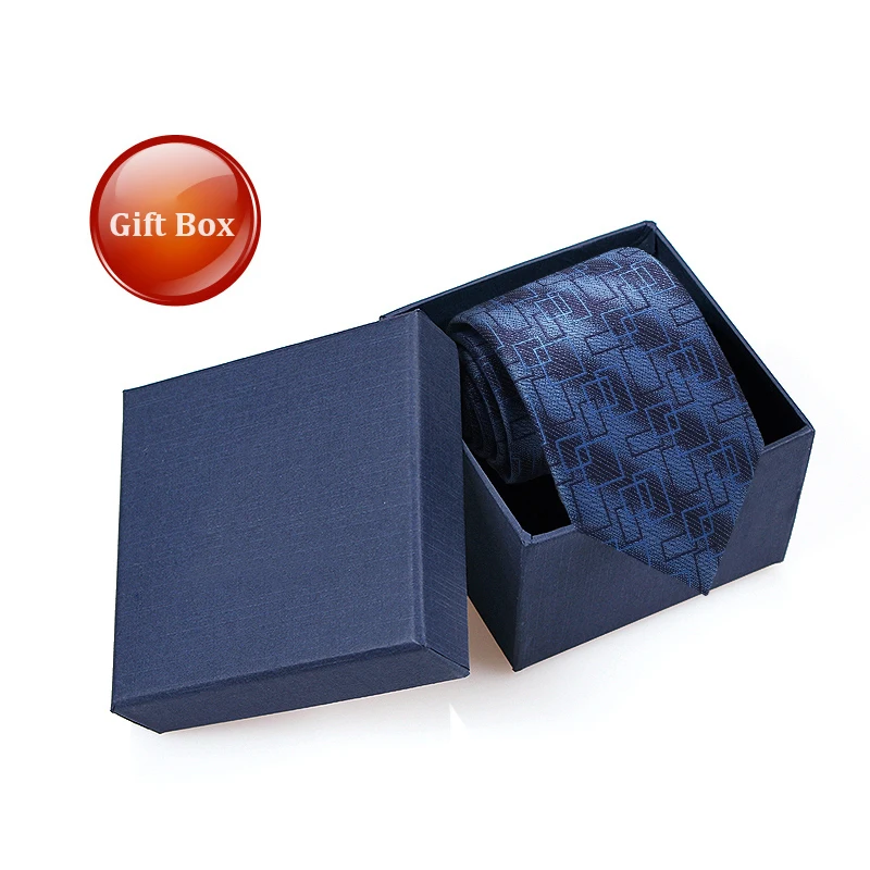 Синий галстук с геометрическим узором для мужчин жаккардовые деловые строгие