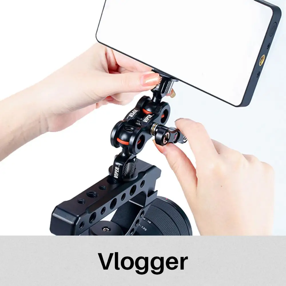 VLOGGER VIPER Артикуляционная Волшебная рукоятка 360 градусов 6 кг Полезная нагрузка алюминий 1/4 винтовые полевые мониторы крепление для Sony A7 A6400 DSLRs
