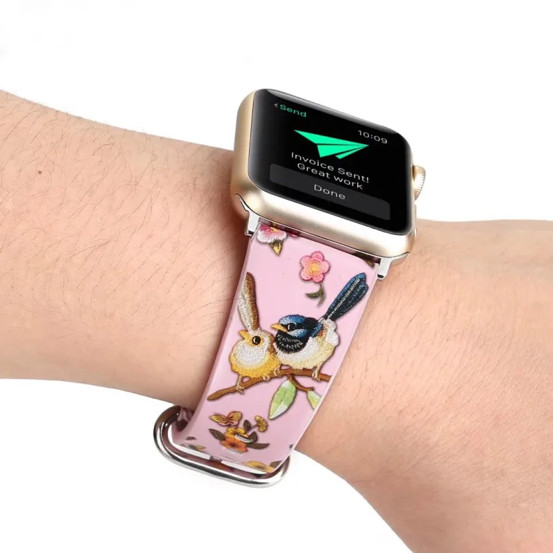 Птиц и цветов; китайская живопись кожаный ремешок для наручных часов Apple Watch Series 5 4 3 2 1 Ремешок Браслет для наручных часов iWatch, ремешок 42/44 мм/38/40 мм
