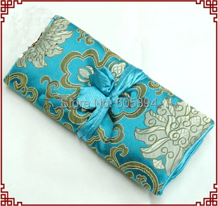 Складная шелковая парчовая сумка для ювелирных изделий рулон Цветочная женская