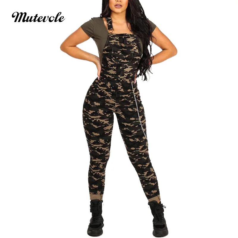 Mutevole Sexy Skinny Camouflage Jumpsuit Women Casual Bodcyon Sleeveless Back Zipper Club Party Print Overall | Женская одежда