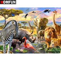 homfun full squareround drill 5d diy diamond painting african animals embroidery cross stitch 5d home decor gift a07122