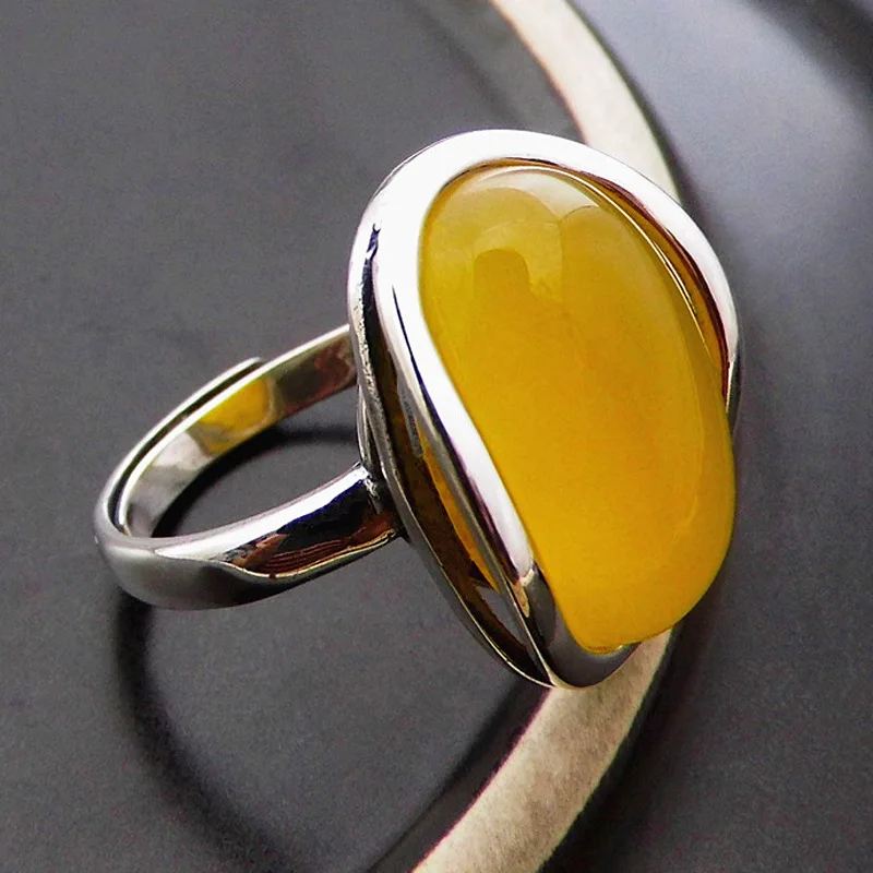 Женское кольцо из серебра 925 пробы с натуральным желтым камнем|silver simple ring|rings for
