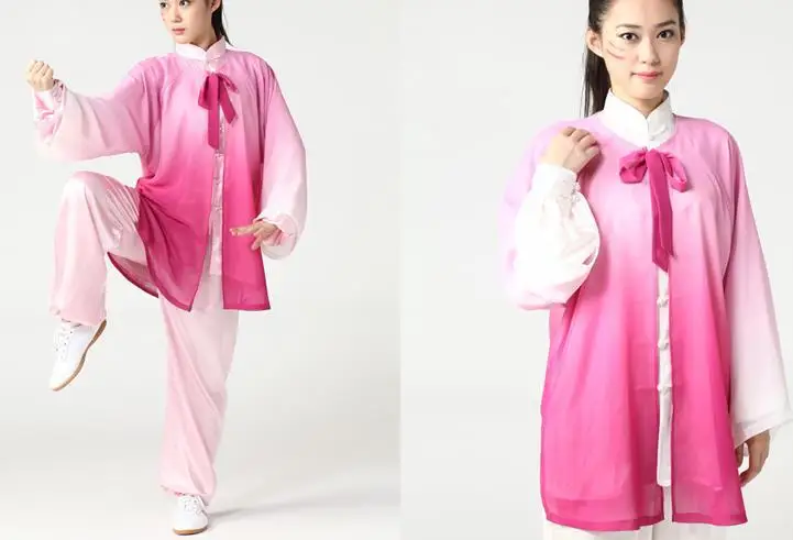 Красивая шифоновая одежда для женщин и мужчин с вуалью Тай Чи костюмы боевых