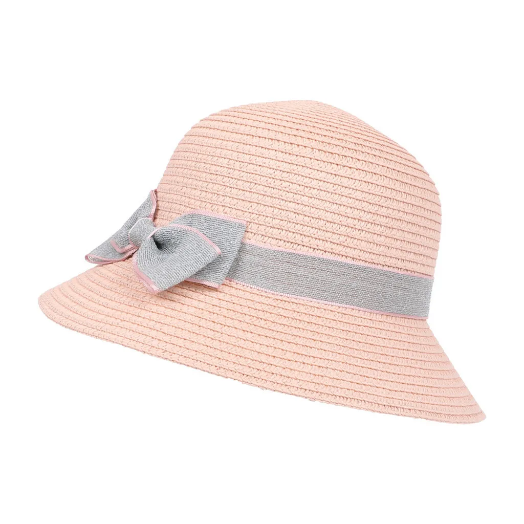 Pink Летняя Шляпа casquette От 5 до 8 лет детей лук путешествия богемные шляпы пляжная шляпа от солнца бассейна кепки Snapback Gorra Hombre - Цвет: Pink
