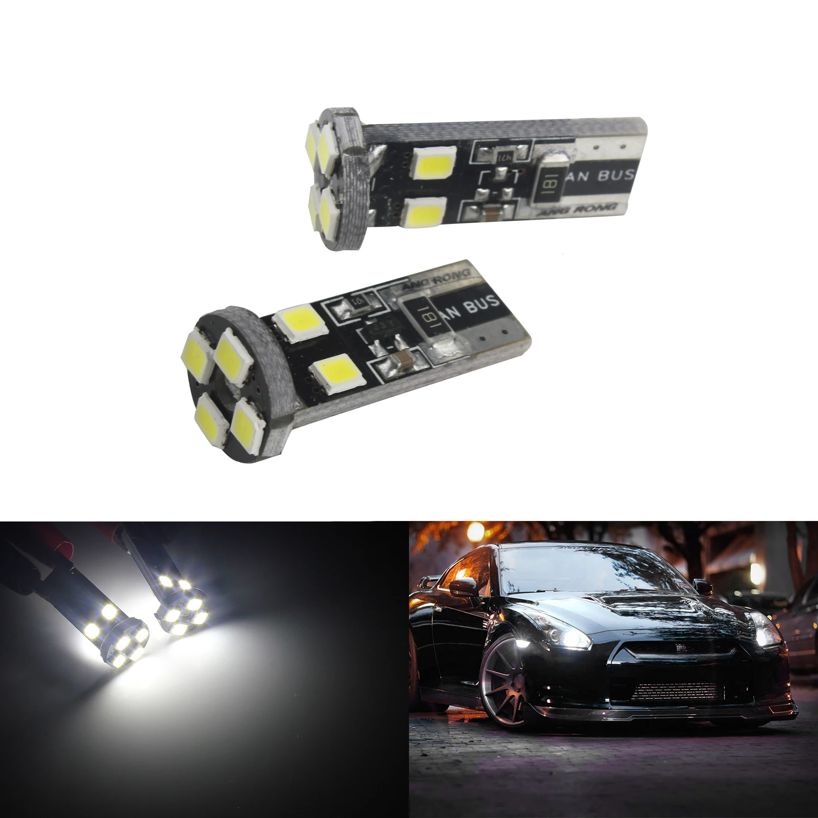 ANGRONG 10x Белый T10 W5W 501 Canbus 8 SMD светодиодный босветильник свет DRL 7000K автомобильный внутренний парковочный свет лампочка 12 В поворотный фонарь для Audi A3 A4