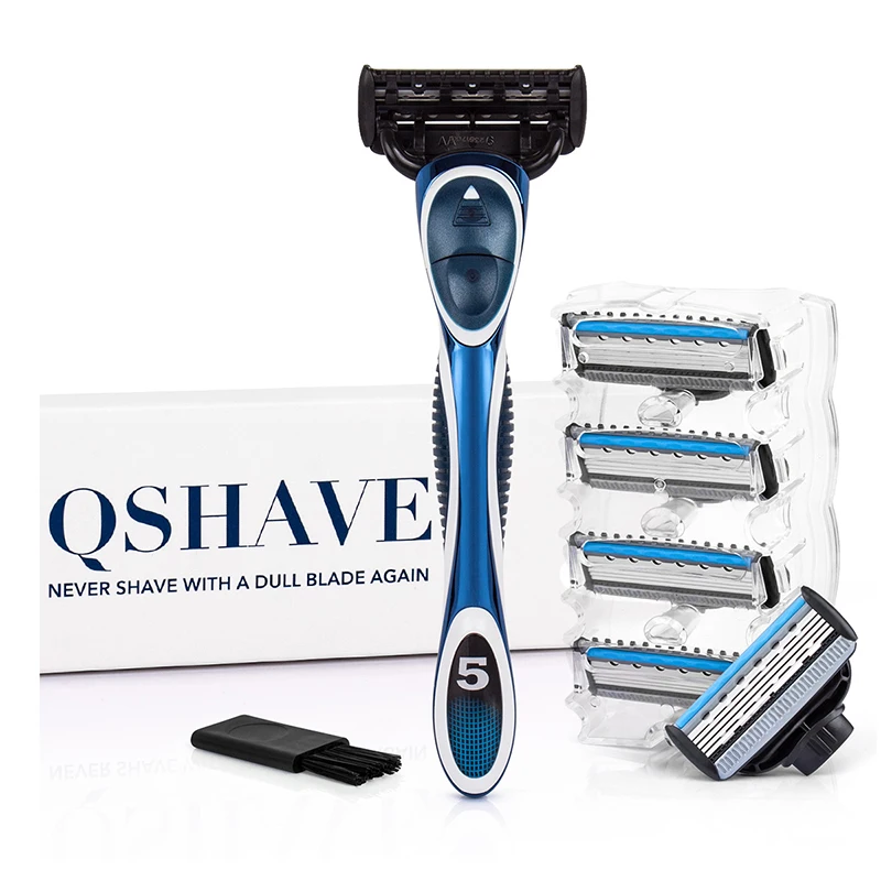 QShave Blue Series 5 Layer USA Blade Manual Razor Mens Shavi