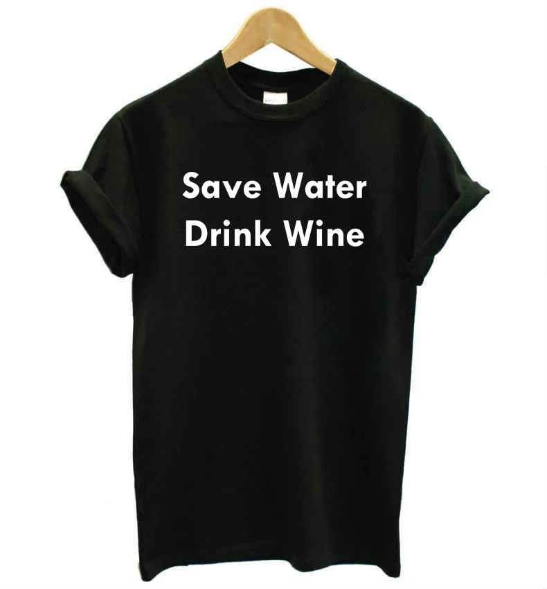 Женская хлопковая футболка с надписью save water drink wine | одежда