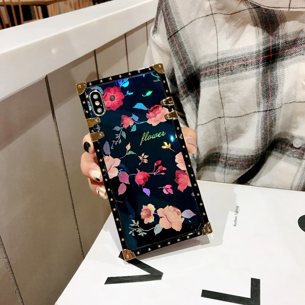 ORYKSZ Роскошные цветы металлик ювелирное глянцевый чехол для iPhone XS MAX XR X 8 7 6 S плюс