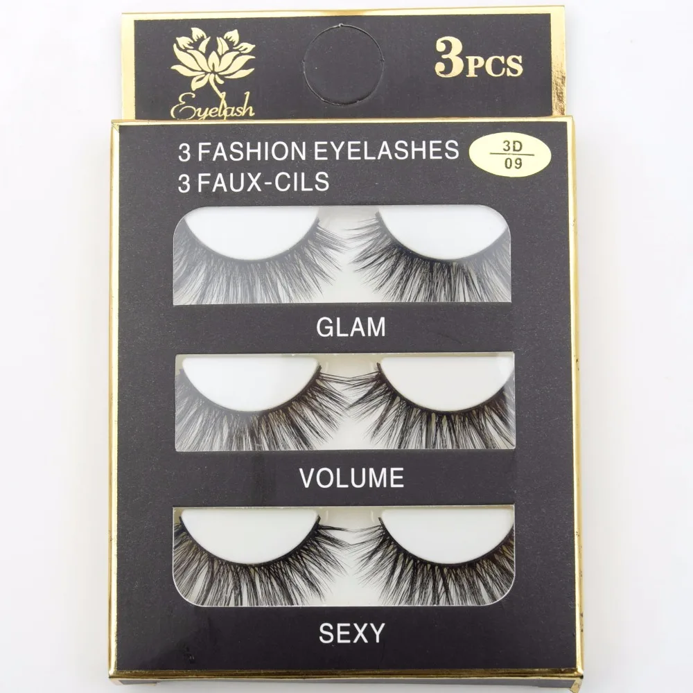 3 пары/компл. 3D накладные ресницы пачкающие перекрещивающиеся густые натуральные